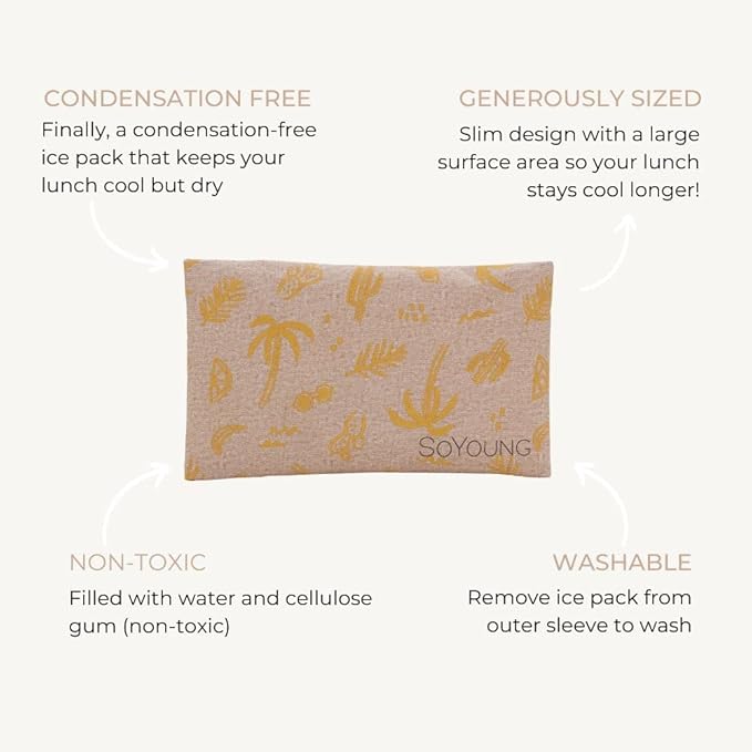 SoYoung Ice Pack - Reusable Soft Ice Pack for Lunch Boxes, Lunch Bags & Coolers, Aesthetic Design, Long Lasting, Lightweight, Condensation Free - Sunkissed