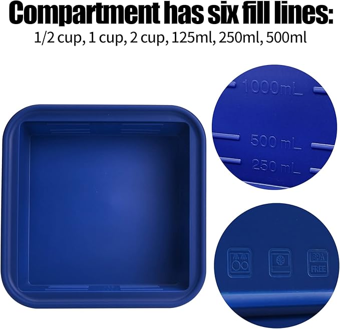 4 Cup Silicone Soup Freezer Molds 2 Pack Soup Cubes Freezer Trays with Lid Easy Release Ice Cube Tray For Food Freezing Container Store Soup, Sauce, Broth,Leftovers