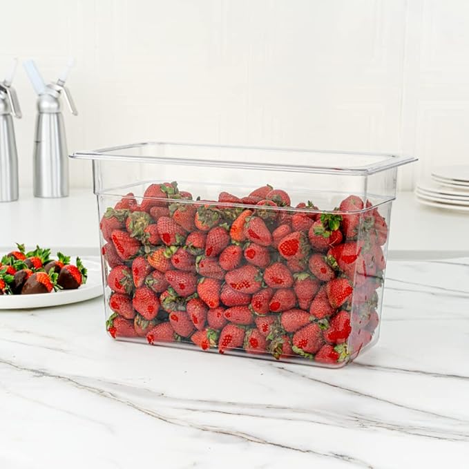 Restaurantware-1/3 Size Food Storage Containers, 10 8 Inch Deep Proofing Boxes - Rectangle, Graduated Measurements, Clear Plastic Food Grade Storage Containers, Dishwashable, Lids Sold Separately