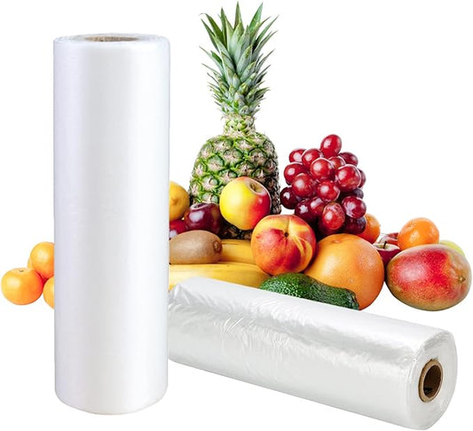 12 X 20 Inches Plastic Produce Bag on a Roll, Clear Bags for Fruits, Vegetable,350 Bags/Roll,10 Rolls