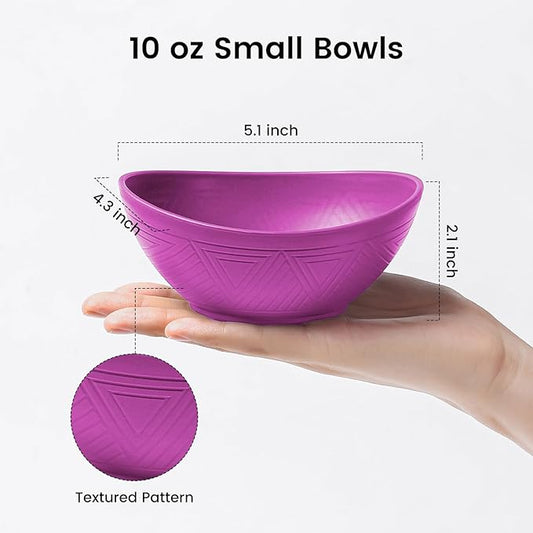 10 oz Small Bowl, Wheat Straw Bowls Set of 4, Unbreakable Mini Ice Cream Bowl, Plastic Bowls Reusable for Snack, Dessert and Appetizer (Memphis Series)