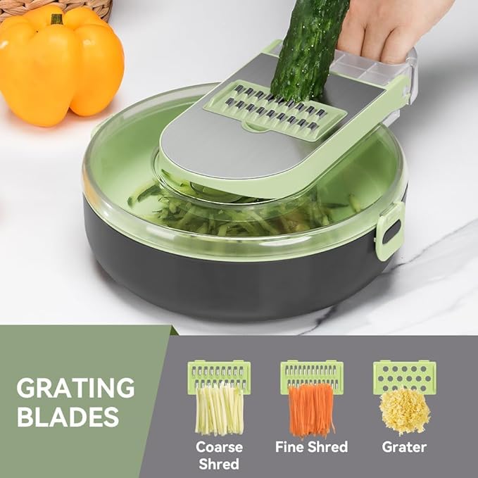 KEOUKE Vegetable Chopper Cutter 13 in 1 Veggie Chopper Slicer Dicer Pro Onion Chopper Food Chopper with Container and Hand Guard,9 Blades