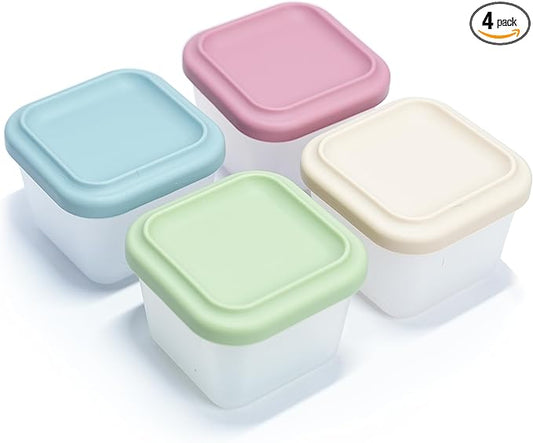 4 Pack Small Silicone Snack Containers with Lids 5 oz Reusable Food Storage Containers Bento Lunch Snack Pots for Adults & Kids Meal Prep Containers BPA Free