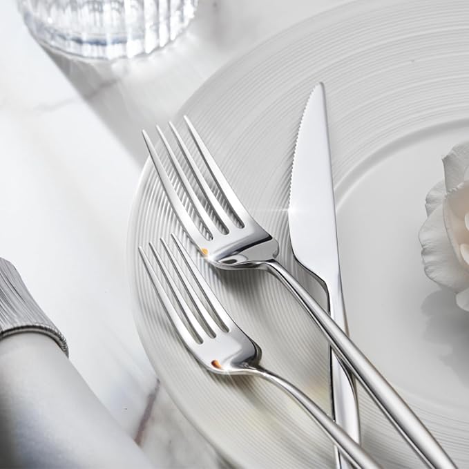 KINGSTONE Silverware Set, 10-Piece Flatware Set Cutlery Set Premium 18/10 Stainless Steel, Tableware Include Forks Knives Spoons for Home Kitchen Restaurant Wedding, Dishwasher Safe