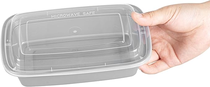 Restaurantware Asporto 24 Ounce Take Out Containers, 100 Food Containers With Lids - Microwavable, Disposable, Silver Plastic To Go Food Containers, No BPA, For Take Out And Delivery