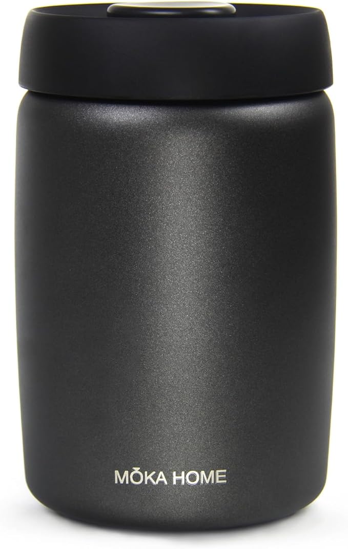 Stainless Steel Vacuum Coffee Canister | Food Storage Container | Airtight Storage Containers | Press Out Excess Air Preserve Food Freshness | 1.2L Coffee Containers Holds 11 oz of Coffee Beans