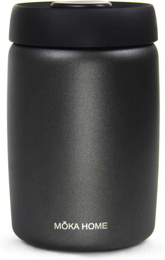 Stainless Steel Vacuum Coffee Canister | Food Storage Container | Airtight Storage Containers | Press Out Excess Air Preserve Food Freshness | 1.2L Coffee Containers Holds 11 oz of Coffee Beans