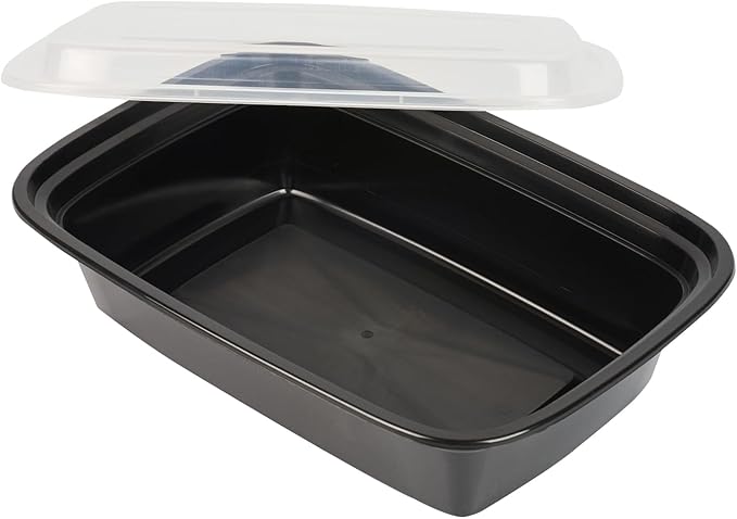 Asporto 38 Ounce Take Out Containers, 100 Food Containers With Lids - Microwavable, Disposable, Black Plastic To Go Food Containers, No BPA, For Take Out And Delivery - Restaurantware