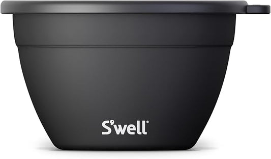S'well Stainless Steel Salad Bowl Kit - 64oz, Onyx - Comes with 2oz Condiment Container and Removable Tray for Organization - Leak-Proof, Easy to Clean, Dishwasher Safe