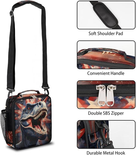 Kids Lunch Box for Boys Girls Dinosaur Star Lunch Bag for Kids Insulated Lunch Bag Tote with Adjustable Shoulder Strap Teens Lunchbox Cooler School Picnic