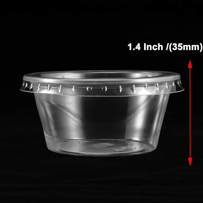 400PCS 3 oz Plastic Portion Souffle Cups with Lids, Disposable Sauce Sampling Cups Clear Jello Shot Container Condiment Cups Dip Dressing for Home Restaurant Takeaway 3x1.4x2.1 Inch