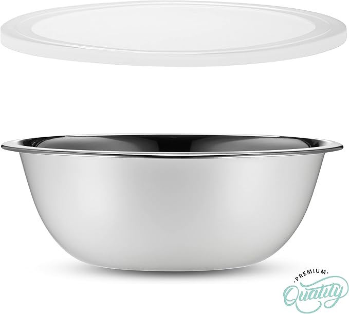 WHYSKO Stainless Steel Mixing Bowl Set, 10 Piece Stainless Steel Mixing Bowls with Lids Set for Food Prep Storage and Serving, Dishwasher Safe Microwave Safe for Kitchen Baking Cooking, White