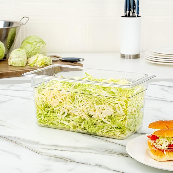 Restaurantware Met Lux 1/3 Size Food Storage Container 1 6 Inch Deep Proofing Box - Rectangle Graduated Measurements Clear Plastic Food Grade Storage Container Dishwashable Lids Sold Separately