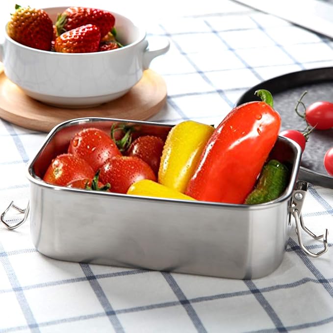 G.a HOMEFAVOR Bento Lunch Box, Stainless Steel Lunch Containers Leakproof, Metal Lunch Containers for Adults, 800ML, Dishwasher Safe, BPA Free