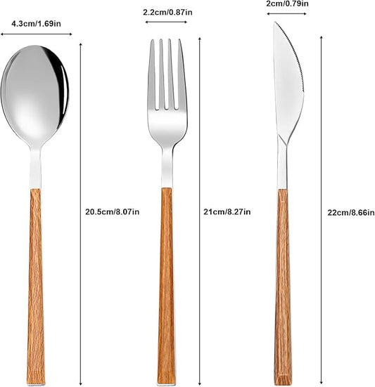 Portable Utensils Set with Case 18/8 Stainless Steel Silverware Sets Reusable Utensils Set Knife Fork and Spoon with Case 3 PCS Set Ideal for Travel Camping