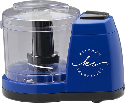 Mini Chopper by Select Brands - Mini Electric Food Chopper for Kitchen Appliances - Features Dishwasher-Safe Parts - Chops, Minces & Dices - 1 1/2 Cups, Cobalt Blue