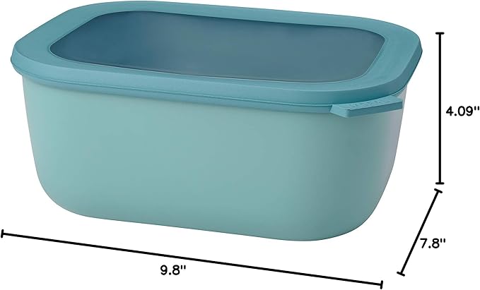 Mepal Cirqula 3000ml / 101oz Circular Rectangular Multi Food Storage & Serving Container with Transparent Lids | Perfect for Food Prep | Microwave & Dishwasher Safe | Nordic Green | Made in Holland