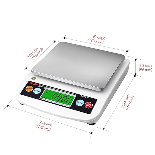 VisionTechShop VK-4C 0.1g Premium Food Kitchen Scale, Lb/Oz/Kg/g Switchable, Stainless Steel Plate Food Scale, LCD Display with Backlight, 10lb Max Capacity, 0.001lb Readability