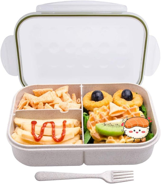 MISS BIG Bento Box, Bento Box for Kids&Adults,Ideal Leak Proof Lunch Box Kids,Mom’s Choice Kids Lunch Box, No BPAs and No Chemical Dyes,Microwave and Dishwasher Safe Lunch Containers(White M+ Blue L)