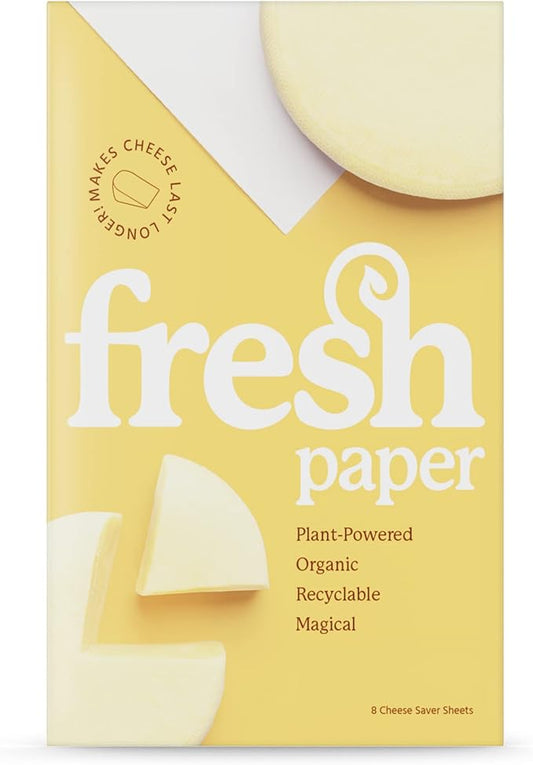 THE FRESHGLOW Co FRESHPAPER Food Saver Sheets for Cheese, 8 Reusable Sheets (1 Pack), Keeps Cheese Fresh for 2-4x Longer- Made in the USA