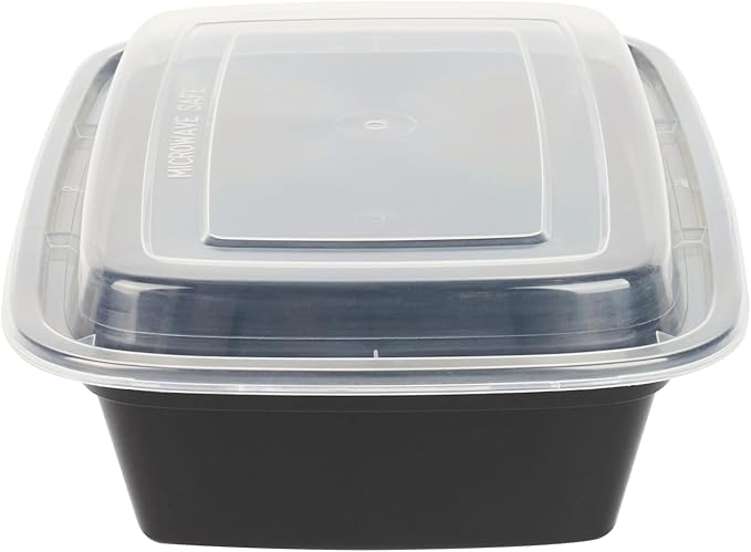 Asporto 38 Ounce Take Out Containers, 100 Food Containers With Lids - Microwavable, Disposable, Black Plastic To Go Food Containers, No BPA, For Take Out And Delivery - Restaurantware