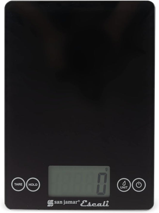 San Jamar Escali Glass Digital Food Scale, Black