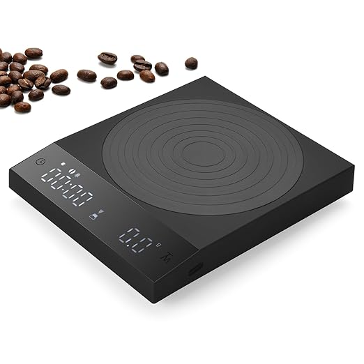 2kg/0.1g Precision Coffee Scale, Rechargeable Mini Espresso Scale with Timer, Portable Digital Kitchen Scale, Food Scale with Auto Timer (Black)
