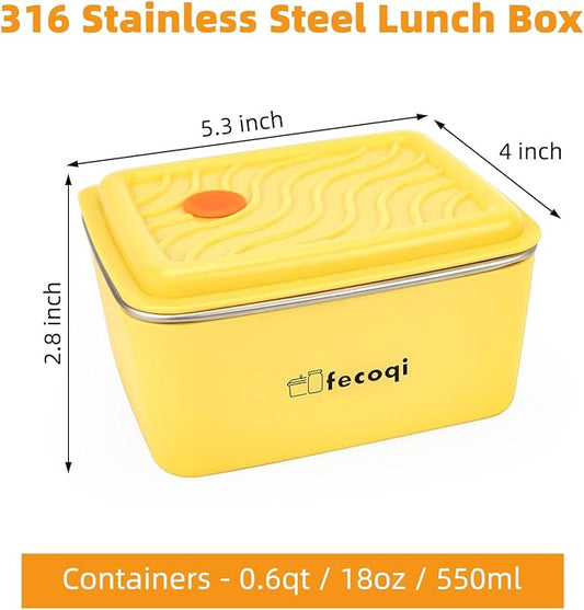 4 PCS Stainless Steel Food Storage Containers with Lids(18oz), Snack Containers for Kids, Freezer Safe, Microwave Safe, 316 Metal Container for Meal Prep, Leftovers