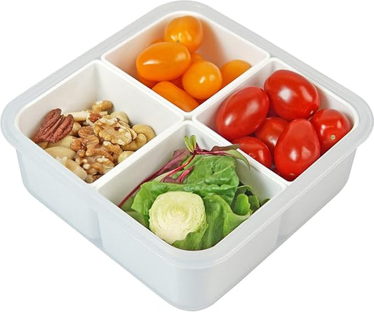 Carrotez 4 Compartment Food Storage Container, Portion Control, Salad, Meal Prep, Reusable, Microwave Safe, 4.6 Cup (1100ml)