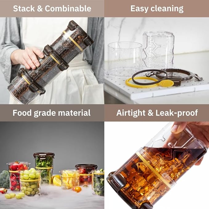 Size Adjustable Coffee Canister - Airtight Storage Container for Coffee Beans and Grounds, Tea, Spice (Medium)