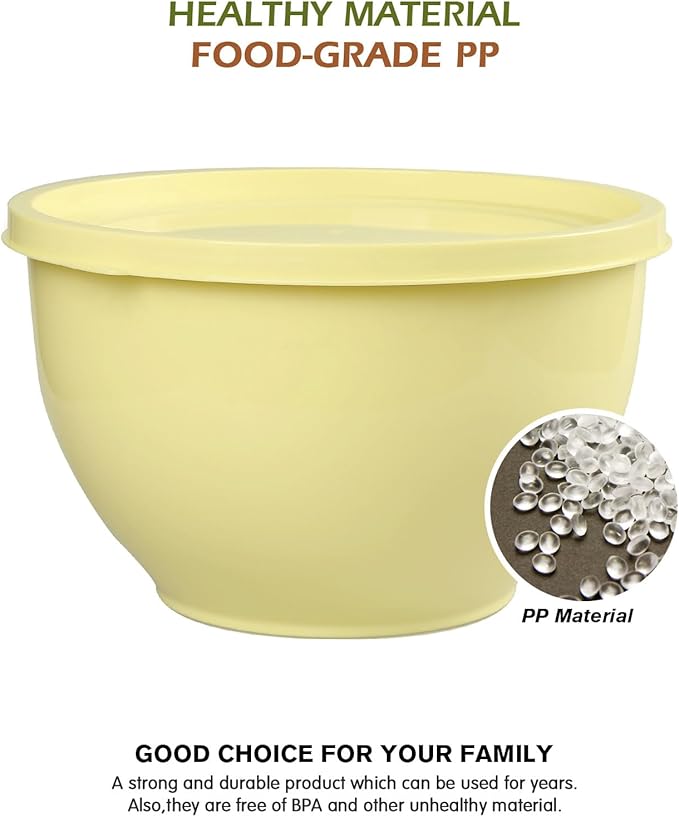 Plastic Mixing Bowls with Lids Set for Kitchen, Nesting Bowls for Mixing, Baking, Prepping, Cooking and Serving Food (5 Set-Olive green)