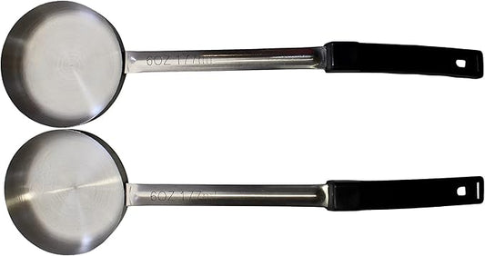 6 Ounce Solid Stainless Steel Portion Control Ladle Spoon for Measuring and Serving; Commercial Grade Serving Scoops [Pack of 2]