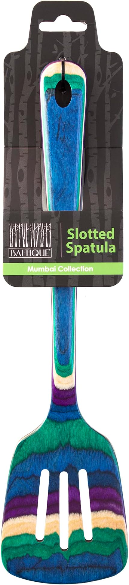 Totally Bamboo Baltique Mumbai Collection 12-1/2" Wooden Slotted Spatula, Safe for Nonstick