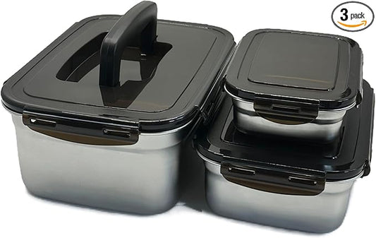 Stainless steel food storage containers leak proof & airtight lids for Kitchen,stainless steel bowl,meal prep lunch box,freezer and microwave safe (17/61/128 oz)