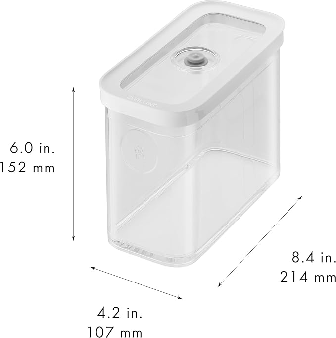 ZWILLING Fresh & Save CUBE Storage Organizer, 2M, 2-qt, Pantry Organizers and Storage, Plastic, BPA-Free Airtight Dry Food Storage Container for Oats, 16-ounce Box of Dry Pasta, Medium Tall, Clear