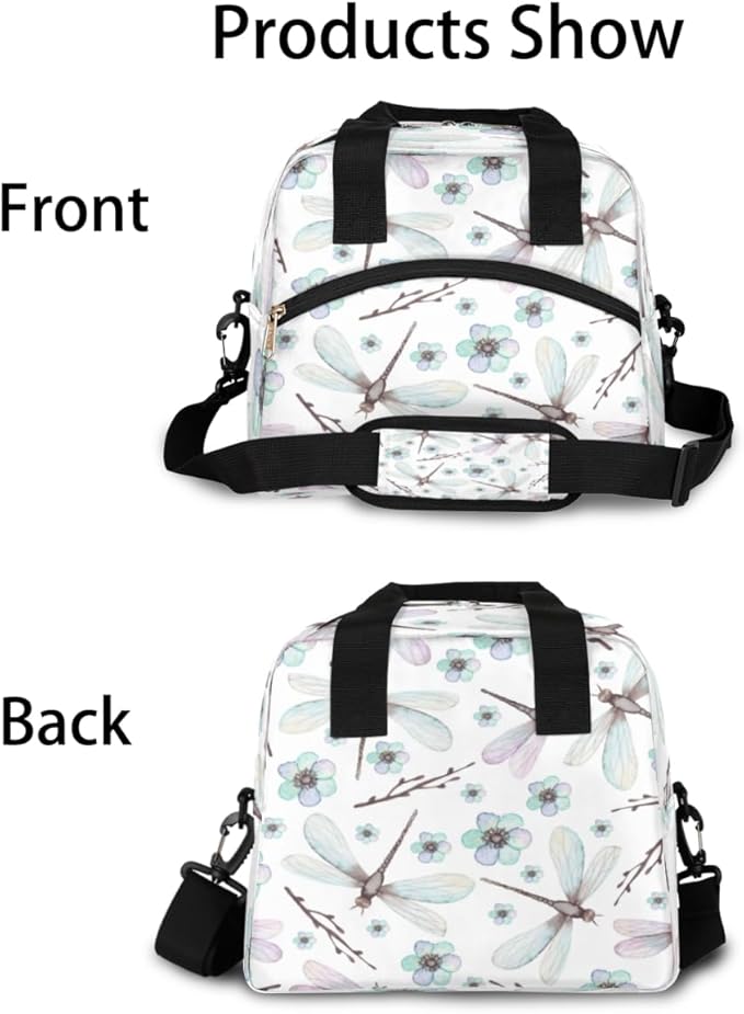 Insulated Lunch Bag for Women Men Dragonfly Leakproof Cooler Tote Bag Large Reusable Adult Lunch Box with Adjustable Shoulder Strap for Office Work Picnic Travel Beach