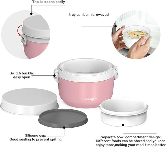 Thermo for Hot Food 21oz, Vacuum Insulated Stainless Steel Food Jar for Adults, Wide Mouth Leakproof Lunch Containers (Pink)