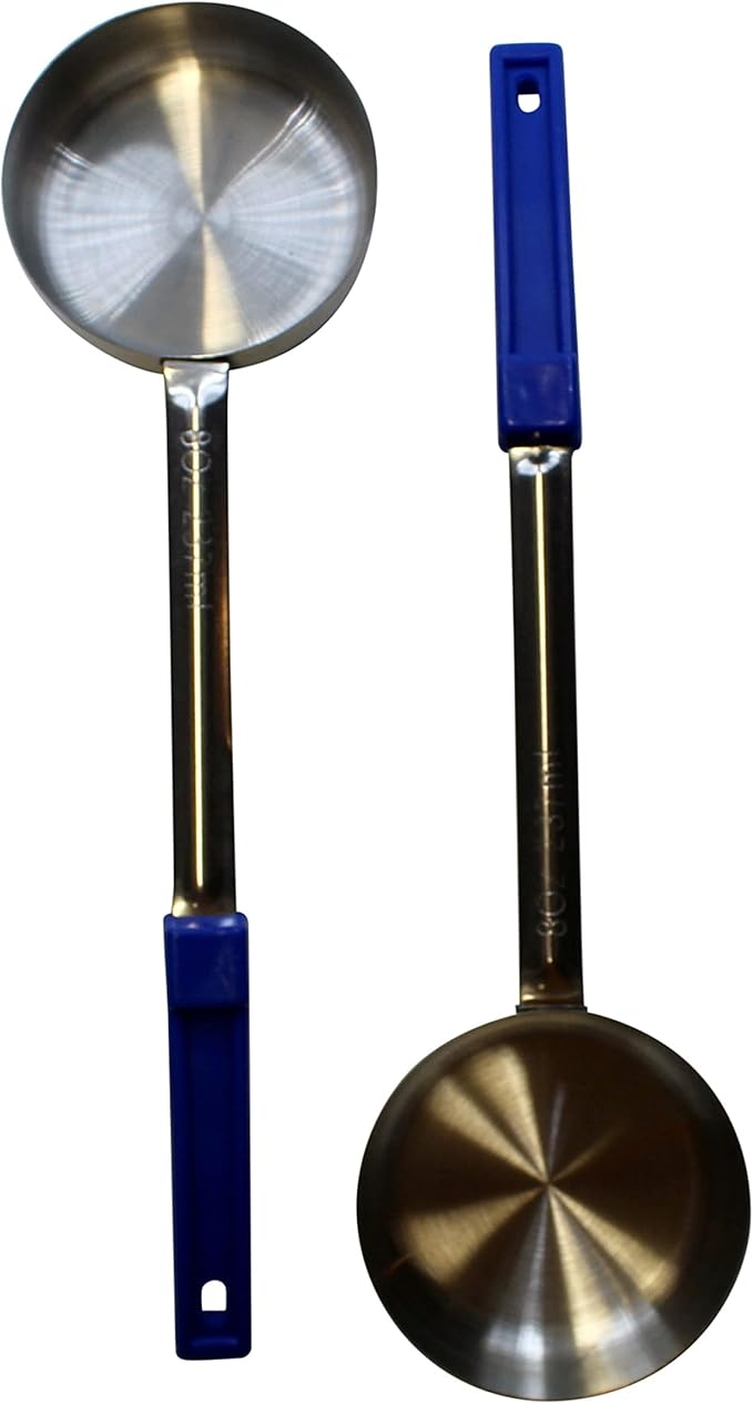 8 Ounce Solid Stainless Steel Portion Control Ladle Spoon for Measuring and Serving; Commercial Grade Serving Scoops [Pack of 2]