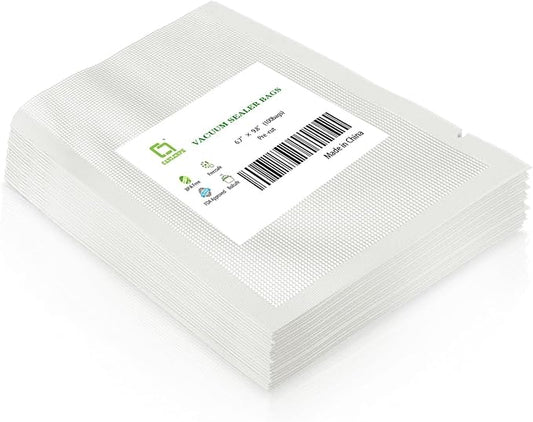 CANLENPK 6.7×9.8 Inch Vacuum Sealer Bags,Food Storage Bag,Seal Meal Snack Fruit Nut,Boil Steam Heat Freeze,Commercial Grade Heavy Duty Sealable Bags (Transparent)