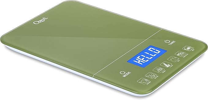Ozeri Touch III Digital Kitchen Scale with Calorie Counter, 22 lbs (10 kg), Calla Green