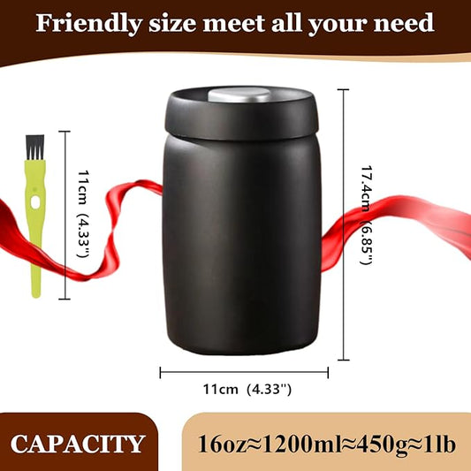 Coffee Vacuum Canister, 16oz Coffee Bean Storage, Stainless Steel Airtight Food Storage Container, Press Out Excess Air Preserve Food Freshness, Perfect for Coffee Beans,Loose Leaf Tea