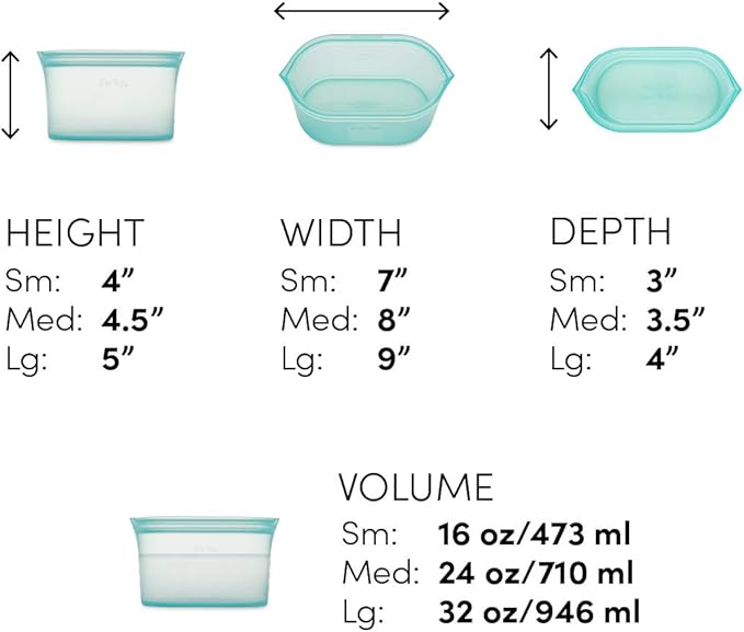 Zip Top Reusable Food Storage Bags | 3 Dish Set [Lavender] | Silicone Meal Prep Container | Microwave, Dishwasher and Freezer Safe | Made in the USA