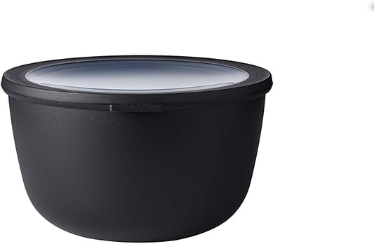 Mepal Cirqula 101oz/3,000ml Multi Food Storage & Serving Bowl with Transparent Lids | Perfect for Food Prep | Microwave & Dishwasher Safe | Nordic Black | Made in Holland