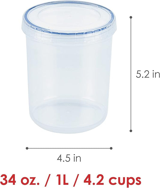 Lock & Lock Easy Essentials Food Storage Bin Set/Airtight Container Lids/BPA-Free/Dishwasher Safe, 20 Piece, Clear