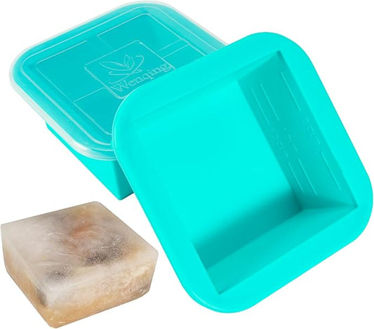 Silicone Freezer Tray with Lid 2 Pack Silicone Freezer Molds Ice Cube Tray Makes 2 Perfect 2 Cup Portions Soup Cubes Meal Prep Containers - Oven & Dishwasher Safe