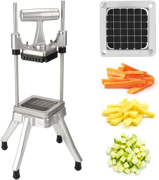 Commercial Vegetable Chopper - Heavy Duty Stainless Steel Dicer Cutter for Onions, Fruits, Vegetables; Ideal for French Fry, Tomato, Peppers, Potato (1IN1, 1/2'')
