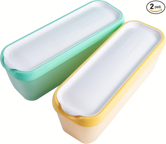 Premium Ice Cream Containers (2 Pack - 1.5 Quart Each) Reusable Freezer Storage Tubs with Lids for Ice Cream, Sorbet and Gelato!