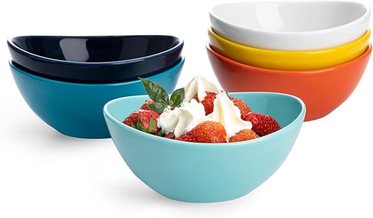 Sweese 5 Inch Porcelain Small 10 oz Bowls Set of 6, for Dessert | Ice cream | Soup | Rice | Fruits | Small Portions - Microwave, Dishwasher, and Oven Safe - Hot Assorted Color