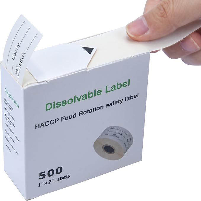 L LIKED 500 Stickers Use by 1 x 2 Inch Dissolvable Food Storage Labels for Containers