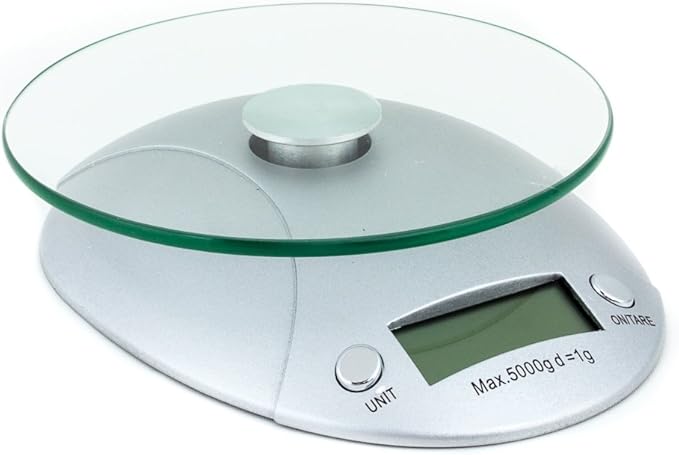 Fox Run Digital Kitchen Scale with Removable Glass Tray, 7.25 x 6 x 1.5 inches, Multicolored